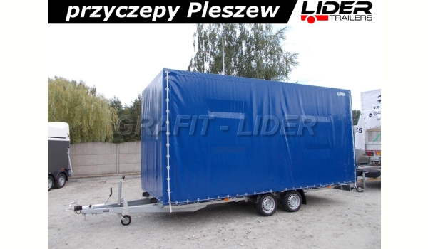 LT-066 przyczepa + plandeka 520x220x240cm, ciężarowa, spedycyjna, okuta na ramie, drzwi tylne, DMC 2700kg